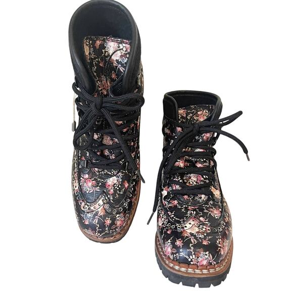 TABITHA SIMMONS Bexley Floral Print Leather Combat Boots Size 7.5 - Picture 4 of 14